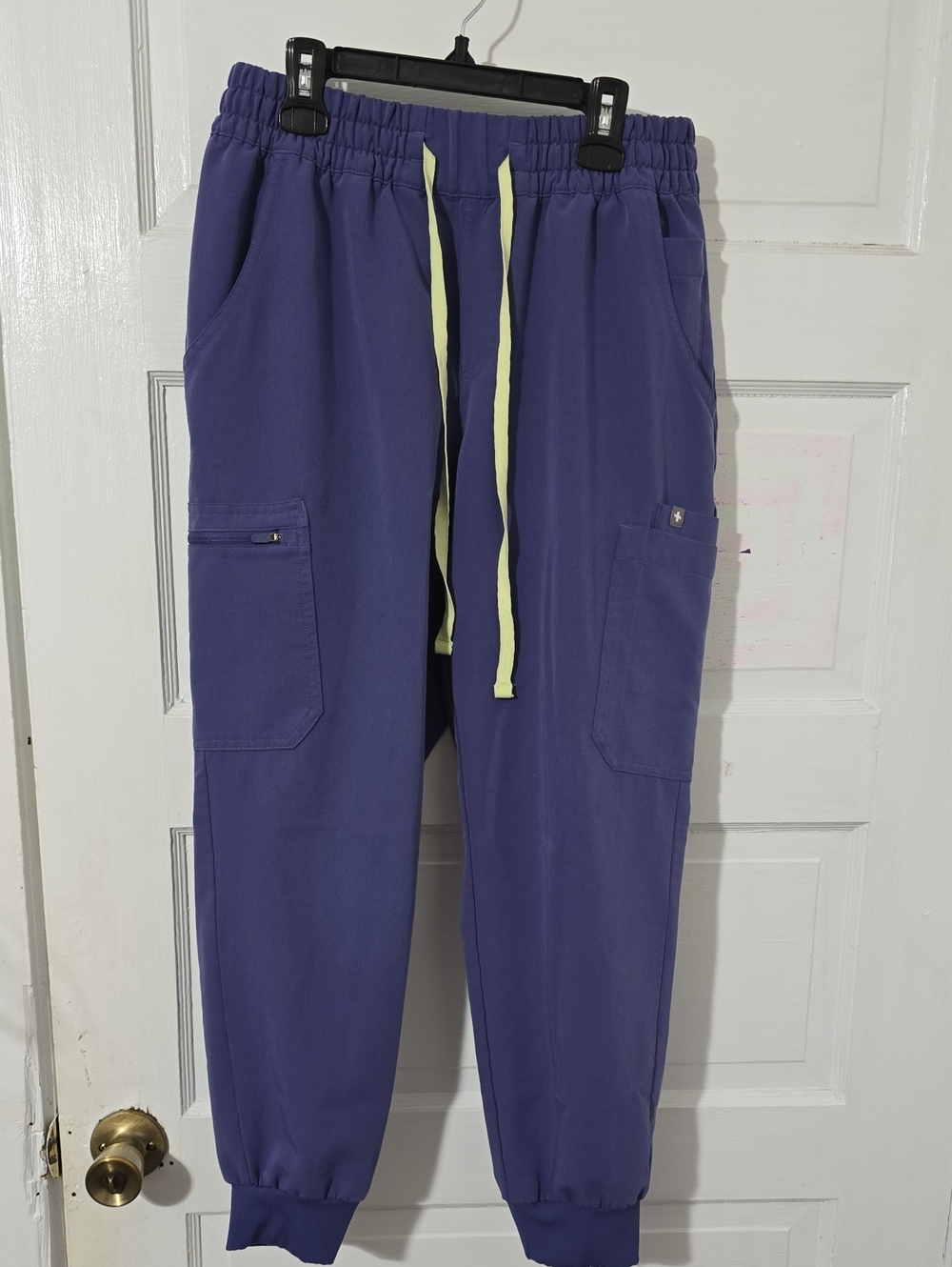 Figs Purple Cargo Jogger Pants with Contrast Drawstring